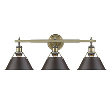 3306-BA3 AB-RBZ - Orwell AB 3 Light Bath Vanity in Aged Brass with Rubbed Bronze shades